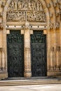 Detail of one door of the Cathedral of Saints Vitus, Wenceslaus and Adalbert  commonly named St. Vitus Cathedral Royalty Free Stock Photo