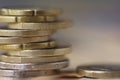 detail of one euro coins on top of each other Royalty Free Stock Photo