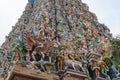 Detail from an ornate Hindu temple entrance in Tamil Nadu