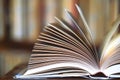 Detail of an open book in the library Royalty Free Stock Photo