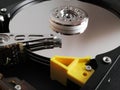 Detail from an opened hard disk Royalty Free Stock Photo