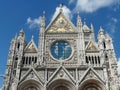 Fragment of the openwork facade of the Siena Cathedral, Italy