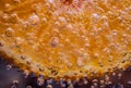 Detail of orange slice in sparkling water. Royalty Free Stock Photo