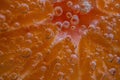 Detail of orange slice in sparkling water. Royalty Free Stock Photo