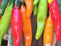 Detail of ornamental ceramic chili peppers Royalty Free Stock Photo