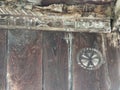 Detail of the ornamentation of an ancient Horreo, typical hut in Asturias, La Llana village, Pilona, Asturias, Spain