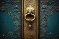 detail of ornate brass door handle