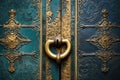 detail of ornate brass door handle