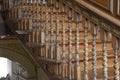 Detail of ornate wooden staircase at Mompesson House, Salisbury, Wiltshire, England Royalty Free Stock Photo