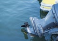 Detail of outboard engine. outboard engine on my boat Royalty Free Stock Photo