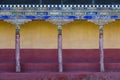 Detail of painted wall in Thiksey Buddhist Monastery near mountain village Leh in ladakh, India Royalty Free Stock Photo