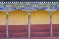 Detail of painted wall in Thiksey Buddhist Monastery near mountain village Leh in ladakh, India Royalty Free Stock Photo