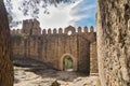 Detail of the parade ground of an old medieval castle in good condition. Concept buildings, history, middle ages, antiquity, Royalty Free Stock Photo