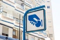 Detail of parking meter sign board in Calpe, Spain Royalty Free Stock Photo