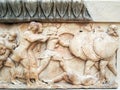Ancient Greek Bas Relief Marble Sculpture, Delphi Archeological Museum, Greece