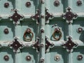 Detail of patterned metallic vintage door, Jodhpur, northern India