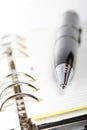 Detail of pen and opened agenda Royalty Free Stock Photo