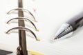 Detail of pen and opened agenda Royalty Free Stock Photo