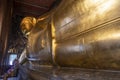 Detail of Reclining Buddha statue. Bangkok