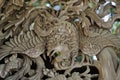 Woodcarving of a bird on the temple at Koyasan, Japan.