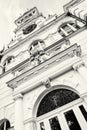 Detail photo of Budmerice castle in Slovak republic, black and w Royalty Free Stock Photo