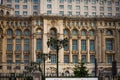 Detail photo of the famous Palace of the Parliament Palatul Parlamentului in Bucharest, capital of Romania Royalty Free Stock Photo