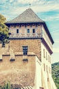 Detail photo of gothic castle Karlstejn, retro filter Royalty Free Stock Photo