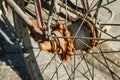 Old unused abandoned bicycle left behind on the street