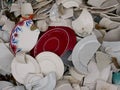 Detail of a pile of broken china ready to be recycled and used as raw material for construction bricks Royalty Free Stock Photo