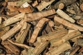 Detail of a pile of cut rustic wood Royalty Free Stock Photo