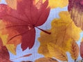 Detail Of A Pillow In An Autumn Leaf Pattern Royalty Free Stock Photo