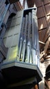 Detail of a pipe organ of a church in a small town
