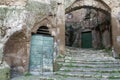 Pitigliano, one of the best town in Tuscany, Italy. Cellar doors in the medieval district. Royalty Free Stock Photo