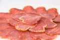 Plate of slices of iberian pork loin sausage Royalty Free Stock Photo