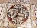 Detail of the polychrome opus sectile of the room with the three-light window in the Domus of Nymphaeum in Ostia Antica, Rome