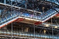 Detail of the Pompidou Centre, Paris, at twilight