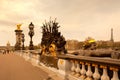 Detail of Pont Alexandre III and Hotel des Invalides and Eiffel Tower in the back