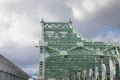 Detail of Pont Jacques Cartier bridge taken in Longueuil in the direction of Montreal, in Quebec, Canada