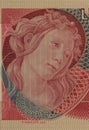 Detail of the portrait of one of the three graces of Sandro Botticelli Royalty Free Stock Photo