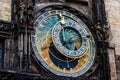 Detail of the Prague Astronomical Clock (Orloj) in the Old Town of Prague Royalty Free Stock Photo