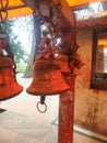 Detail of prayer bells in buddhist and hindu temple, kathmandu Nepal Royalty Free Stock Photo