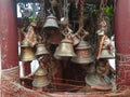 Detail of prayer bells in buddhist and hindu temple, kathmandu Nepal Royalty Free Stock Photo