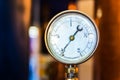 Detail of pressure manometer on nice bokeh background Royalty Free Stock Photo