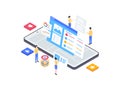Detail Product on Mobile Isometric Illustration. Suitable for Mobile App, Website, Banner, Diagrams, Infographics, and Other