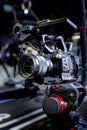 Detail of professional camera equipment, film production studio Royalty Free Stock Photo