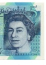 Detail of a Queen Elizabeth II Â£5 bank note from the United Kingdom. Royalty Free Stock Photo