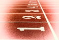 Race track for running competitions numbers and lanes Royalty Free Stock Photo