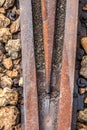 Detail of railway, rusty and shabby