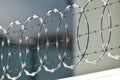 Detail of razorwire at industrial site Royalty Free Stock Photo