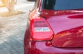 Detail on the rear light of a red car. Rear lights of a new sports car Royalty Free Stock Photo